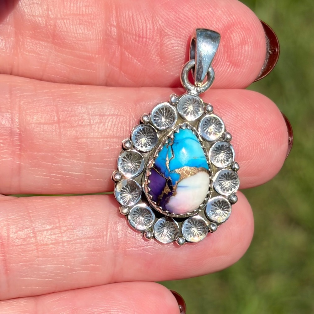 925 Sterling Silver Kingman Dahlia Pendant